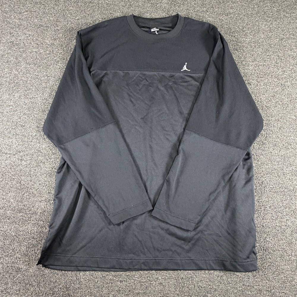 Jordan Long Sleeve Shirt Mens XXL Jumpman Logo Black Waffle Knit Panel EUC